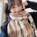 Sciarpa scozzese da donna, versione coreana per studentesse, versatile scialle autunnale e invernale, ragazza carina a doppio uso, sciarpa calda_voghion.com