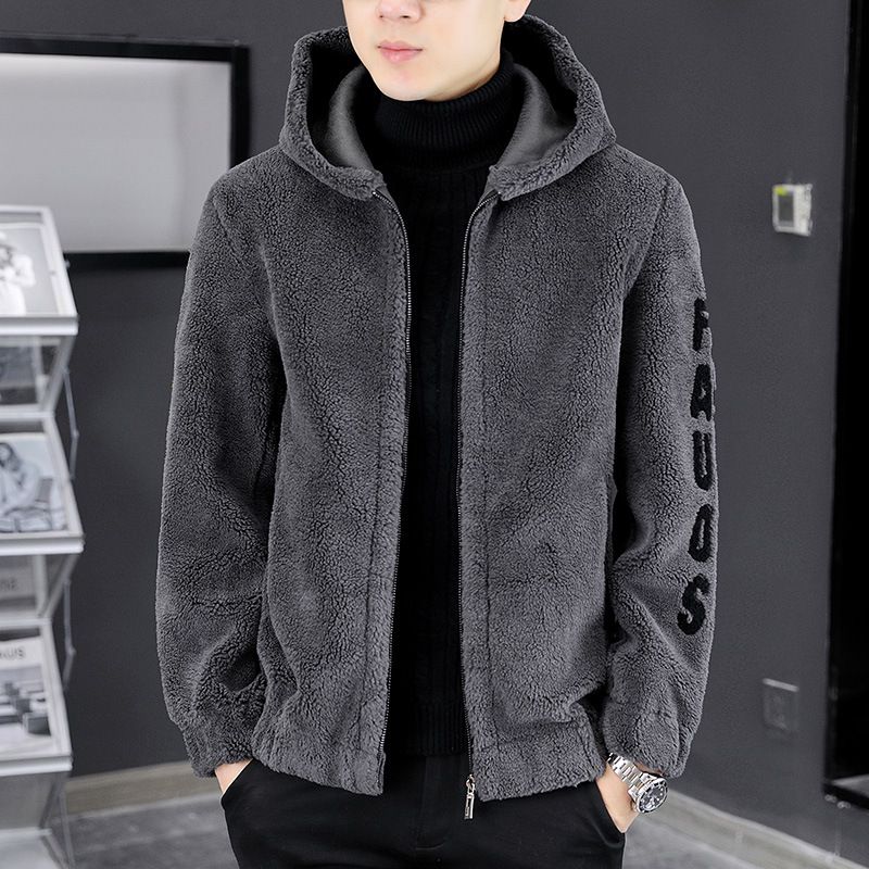 Männerkleeder Nei Granulär Fleece Pelzjacket Männer Granulär Fleecejacket Casual Kapuzen Lämmchewoll_voghion.com
