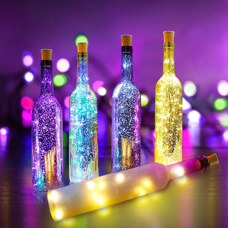 Flaskeproplampe AG13 Knapbatteri LED Farvet Lampe Juledekoration Lyskæde Stjerne Kobbertråd Lyskæde Vinflaskeproplampe_voghion.com
