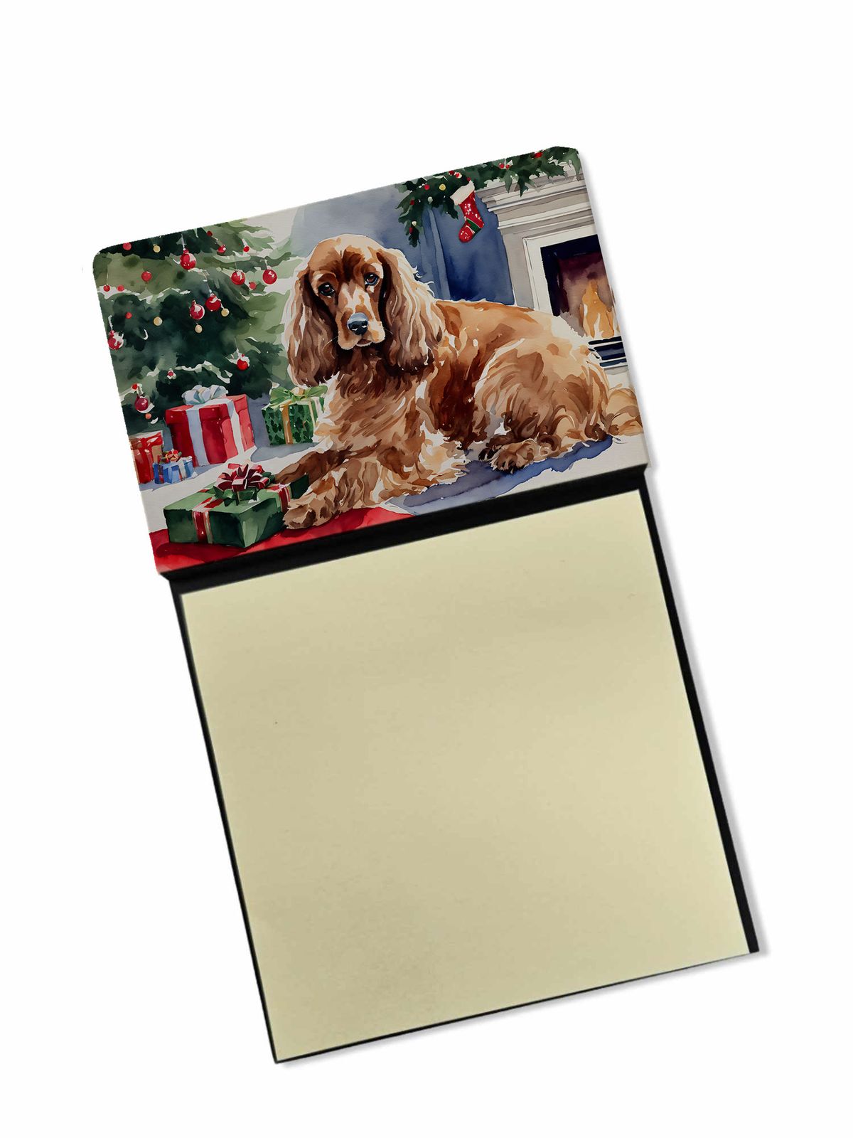 NEW Cocker Spaniel Cozy Christmas Sticky Note Holder Refillable Dispenser Self-Sticky Note Pads, Memo Pads Blank Desk Accessories_voghion.com