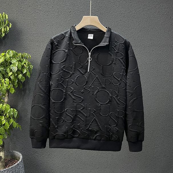 Marke Modejacke für Männer für Teenager und Jungs, lässig, einfarbig, halber Reißverschluss, hoher Kragen, Pullover für Herren, coole Herbstkleidung_voghion.com