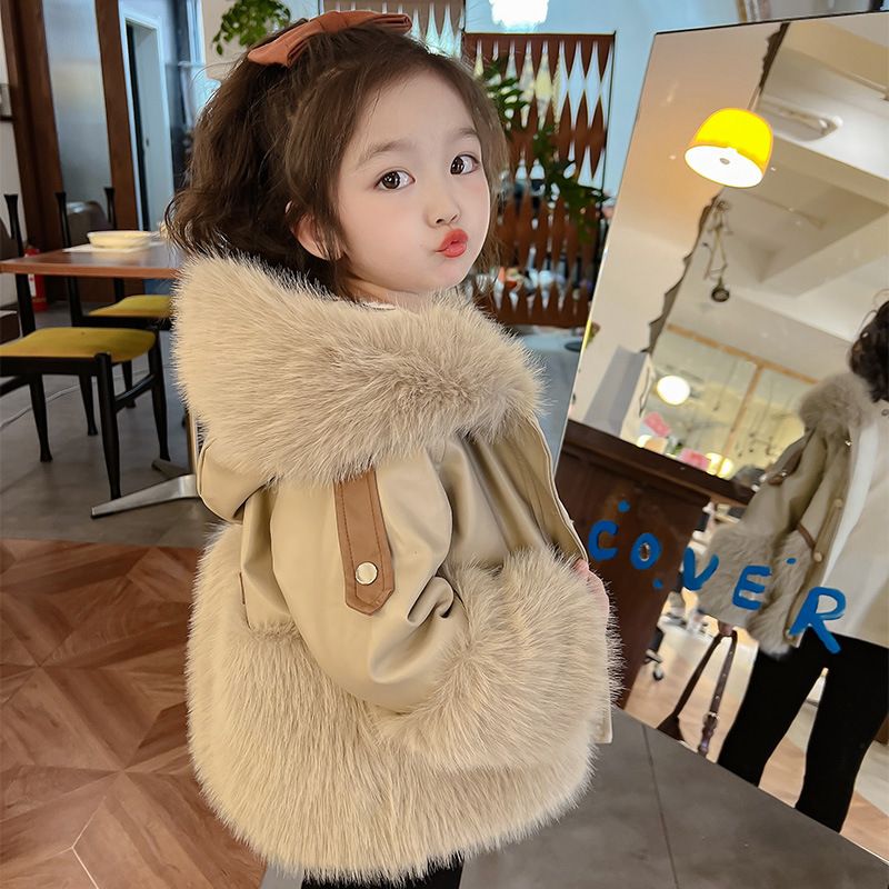 Girls' Autumn And Winter Coat Baby Winter Plus Fleece Fur Children's Top Little Girl Fur_voghion.com