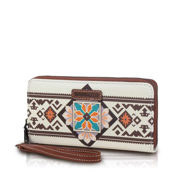 Vintage Bohemian Canvas Women's Wristlet Waterproof Card Holder With RFID Function Women's Wallet_voghion.com