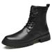 Martin Boots Men's Trendy Velvet Cotton Shoes High-top Wind-top Black Tooling Boots_voghion.com