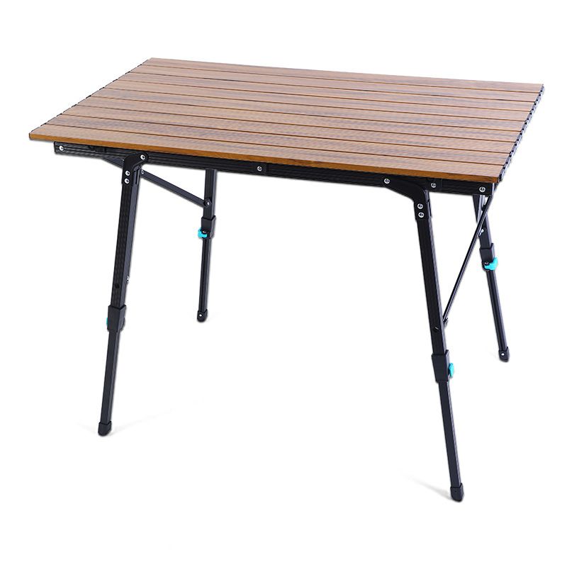 Outdoor Aluminum Alloy Folding Supplies Picnic Portable Lifting Camping Wood Grain Chicken Rolls Table_voghion.com