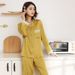 Light Luxury Lace Splicing Ice Silk Pajamas Women's Thin Long-sleeved Two-piece Silk Loungewear_voghion.com