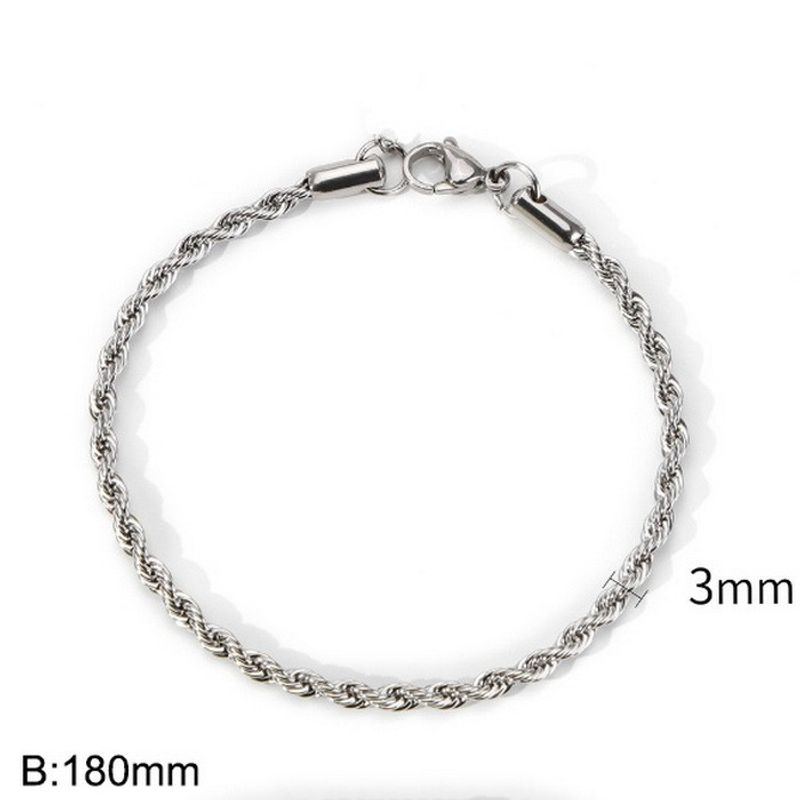Braccialetti da uomo con corda intrecciata, popolare, semplice, in acciaio inossidabile con oro 18k, per uomo e donna._voghion.com