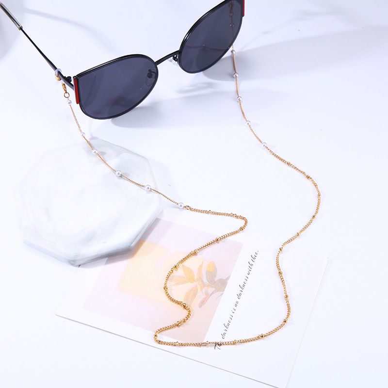 Maske Farbbeständigkeit Vergoldeter Schmuck Brille Hängende Perle Glas Metall Kopfhörerkette_voghion.com