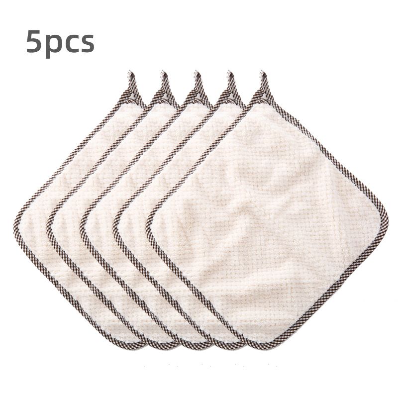 Coral Velvet Hanging Double-Sided Rag - Pineapple Checkered, Absorbent Hand Towel For Kitchen & Bathroom, Plain Dishcloth_voghion.com