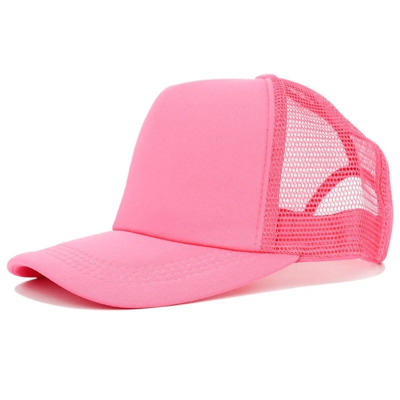 Plain Blank Neon Trucker Hat 5 Panel Sommer Baseball Cap Mesh Back Snapback verstellbar_voghion.com