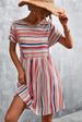2022 Spring/Summer New Classic Stripe Print Dress Short Skirt_voghion.com