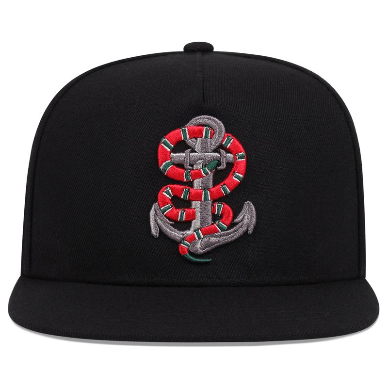 Novo beisebol lazer cultura esportes moda barco âncora cobra vermelha chapéu de aba plana_voghion.com