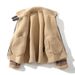 Men's Two-Tone Faux Shearling Jacket – Zip-Up Fleece-Lined Winter Coat With Notch Lapel (Brown, M-5XL)_voghion.com