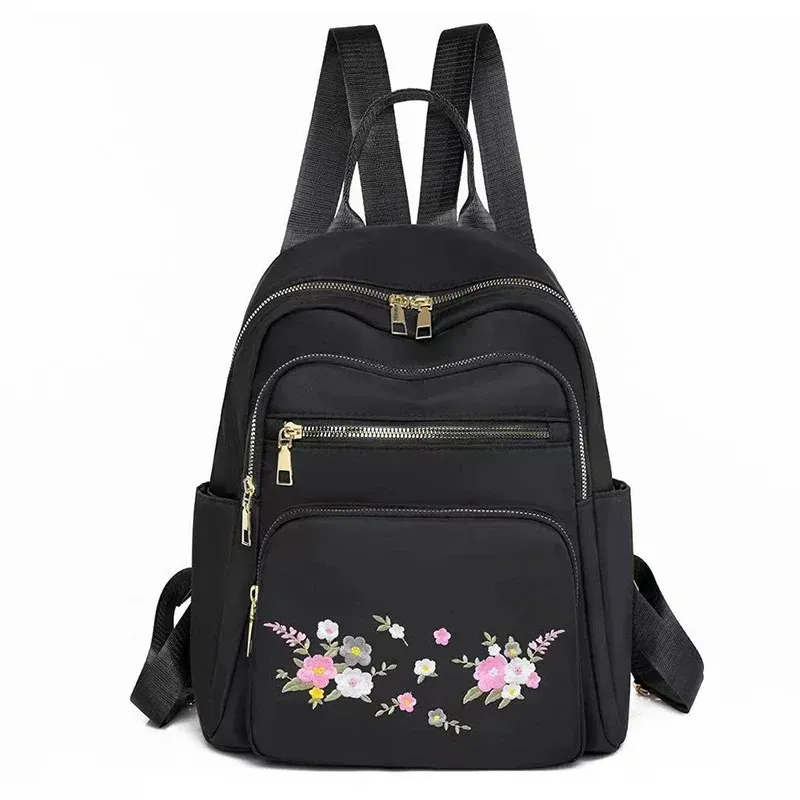 Womens Fashion Oxford Cloth Double Shoulder Bag With Embroidery And Adjustable Crossbody Strap 250514l_voghion.com