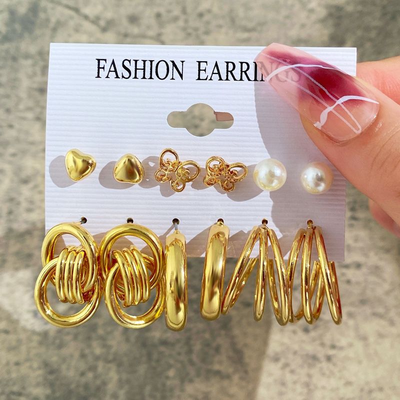 Orecchini in oro punk luna personalizzati europei e americani transfrontalieri elemento creativo in metallo orecchini geometrici in oro adatti a set da 6 pezzi_voghion.com