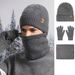 Winter Men's Knitted Hat, Cold-proof Knitted Scarf, Piled And Thickened Double-layer Scarf Gloves, Hat Three-piece Set_voghion.com