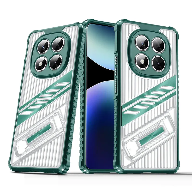 Custodia posteriore trasparente per telefono con supporto in PC+TPU per Note 14/13 Pro Plus 4G 5G Redmi 14C 13C POCO X7 X7 Pro Armor Cover morbida_voghion.com