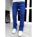 Calça jeans reta masculina, moda de rua, com remendo elástico, calça jeans reta_voghion.com