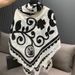 Black White Contrasting Color Camellia Elegant Pattern Large Shawl For Women's Design Sense, Spring And Summer Sun_voghion.com