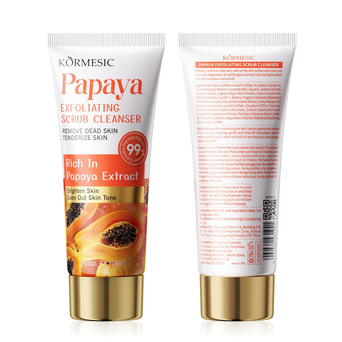 Nettoyant exfoliant à la papaye KORMESIC 100 g_voghion.com