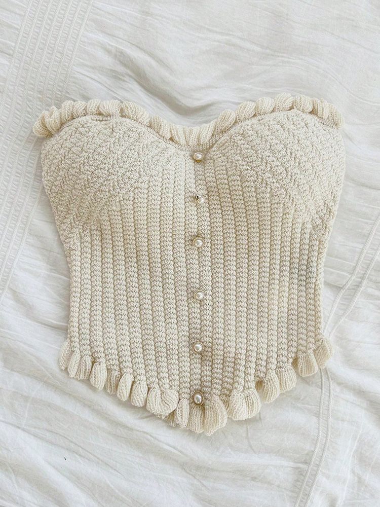 Women's Clothing Autumn New Knitted Slim Fit Single Breasted Multi Button Top_voghion.com