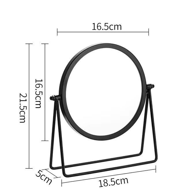 Elegante specchio da toeletta con cornice in metallo, supporto regolabile, classico nero/oro per camera da letto e bagno: regalo perfetto per amici e familiari._voghion.com