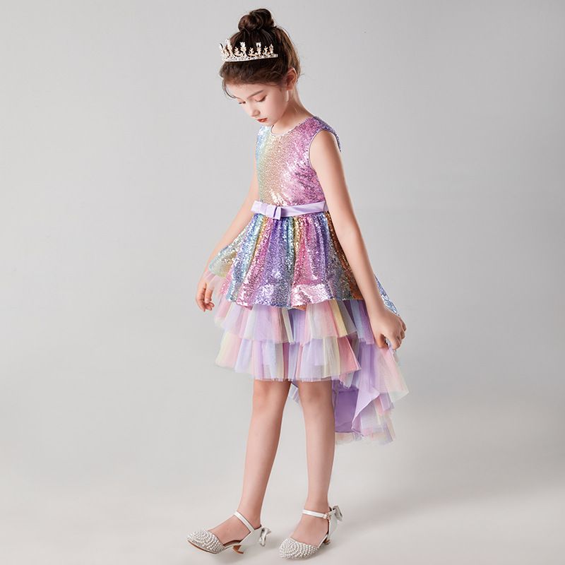Madre y niños Ropa para niños vestido de princesa vestido de pasarela para niños vestido de novia para niños vestido de tutú con lentejuelas_voghion.com
