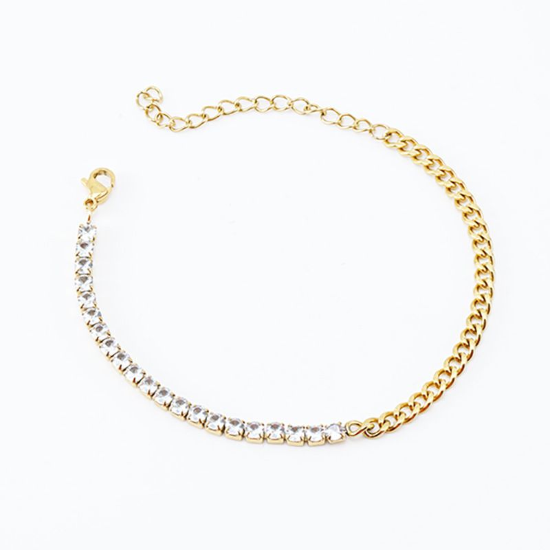 Collana con bracciale in acciaio al titanio versatile cubano intarsiato con diamanti per donna, catena rifinita_voghion.com