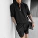 Men's Clothing Summer Men's Clothing New Zipper Polo Casual Short Sleeve Drawstring Shorts Men's Suit_voghion.com