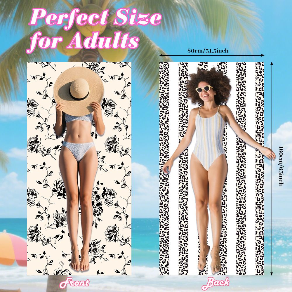 Double Sided Printing Velvet Beach Towel Sunscreen Quick Drying Towel Convenient Outdoor Bath Towel_voghion.com