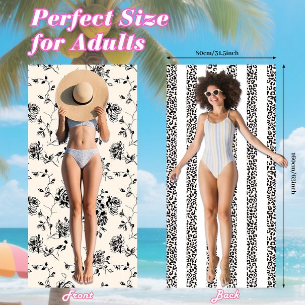 Double Sided Printing Velvet Beach Towel Sunscreen Quick Drying Towel Convenient Outdoor Bath Towel_voghion.com