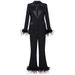 GraceChic 2024 Spring Autumn New European And American Style Internet Celebrity Ostrich Feather Suit Two-Piece Elegant Dress_voghion.com