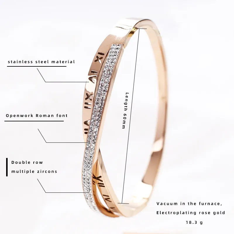 Roman Letters Titanium Steel Bracelet Hollow Female Letter Buckle Bracelet K Gold Star Bracelet_voghion.com