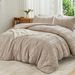 Light Khaki Diamond Wave Embroidery Tufts Breathable Queen Size Comforter Sets, All-Season Down-Alternative 3-Piece Bedding Set_voghion.com