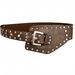 Studded Women's Belt - Vintage Wide Waistband With Arc Buckle, Faux Leather Adjustable Strap For Dresses & Jeans (Black/Brown/Leopard Print)_voghion.com