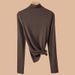Women's Thermal Turtleneck T-Shirt Double-Sided Velvet Fleece Warm Base Layer Top For Casual & Layering_voghion.com