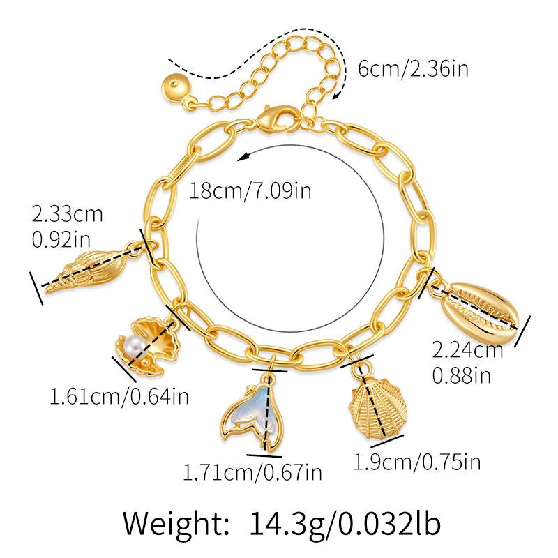 Catena in stile neutro placcata in rame K Braccialetto color oro vero che preserva il colore Retro Gioielli con ciondolo fatto a mano di alta qualità_voghion.com