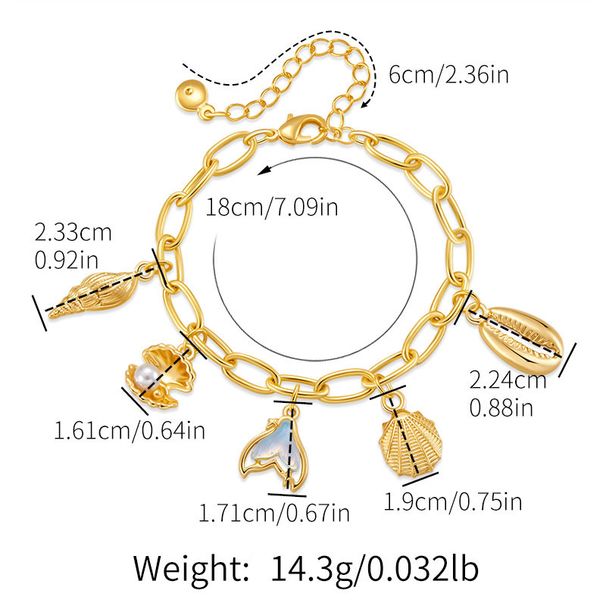 Catena in stile neutro placcata in rame K Braccialetto color oro vero che preserva il colore Retro Gioielli con ciondolo fatto a mano di alta qualità_voghion.com