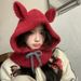 Pasamontañas coreano con orejas bonitas para mujer, gorro cálido de invierno con protección para las orejas, tejido antifrío para el cuello, todo en uno_voghion.com