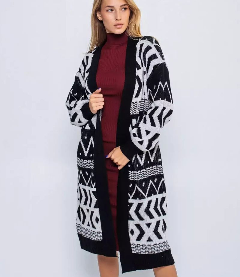 Women's Clothing sweater coat cardigan women autumn and winter over the knee loose slim design retro long knitted sweater_voghion.com