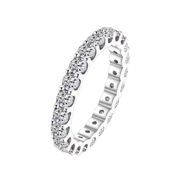 Anello in argento sterling S925 con fila di diamanti, anello moissanite, design di nicchia femminile, anello di coppia, anello da mignolo_voghion.com