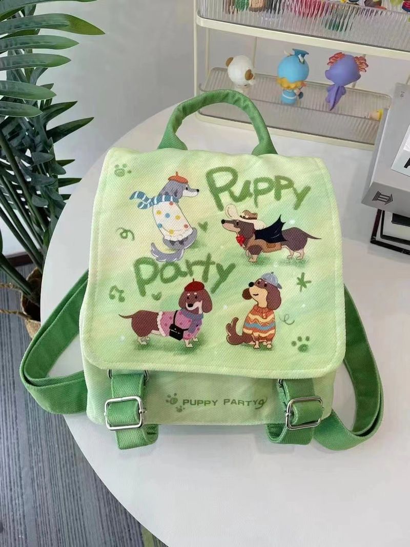 Sac à dos en toile léger et mignon pour étudiants, grande capacité, idéal pour la fête des chiots, nouvelle collection été 2025_voghion.com