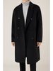 Langer, zweireihiger Wollmantel für Herren – Knielanger, locker sitzender Trenchcoat für den Winter (Schwarz, Braun)_voghion.com