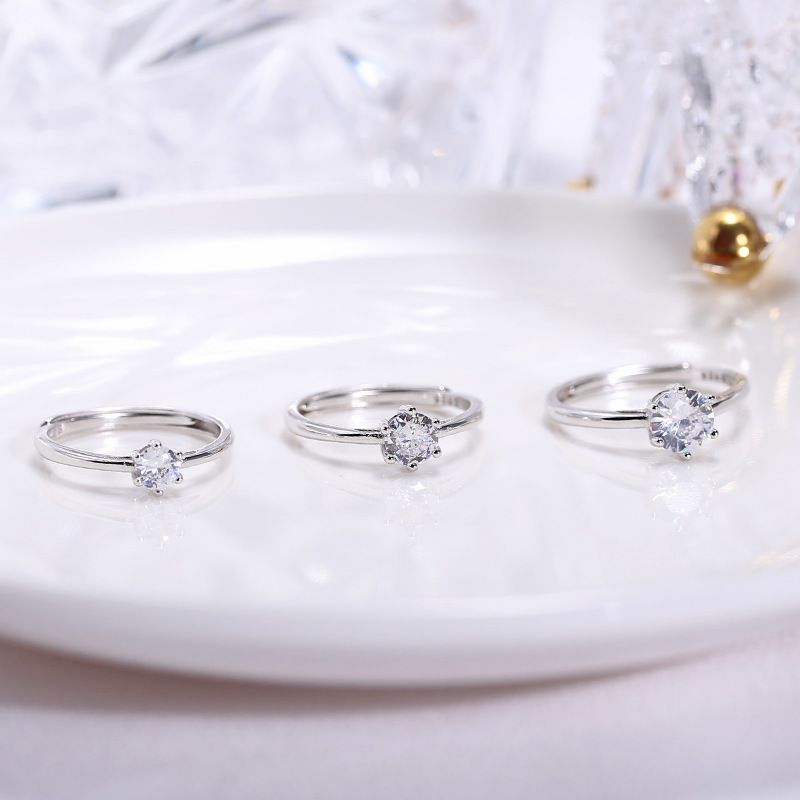 Wanying Jewelry Six Claw Diamond Women's S Pure Silver Fashionable and Simple Gift for Girlfriend Wedding Ring_voghion.com