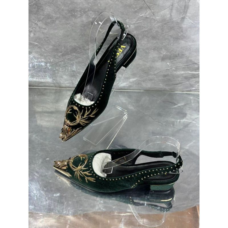 Sandálias de salto alto estilo nicho, bico fechado, salto fino, bico fino, sem costas, primavera 2025_voghion.com