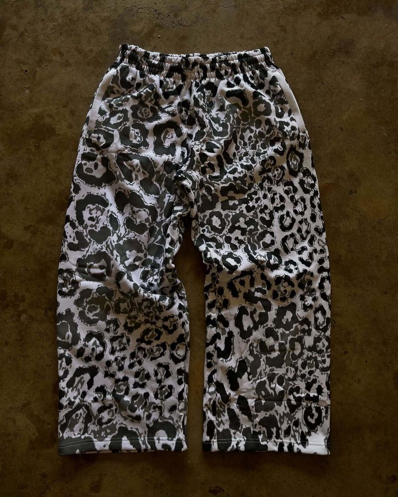 ​​Unisex Leopard Print Hoodie – Double-Layer Digital Graphic Streetwear (Grey, S-XL) Oversized Fit​​_voghion.com