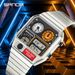 SANDA LED Electronic Square Men's Youth Casual Multi-function Thermometer Stopwatch Chronograph Men’s Watch_voghion.com