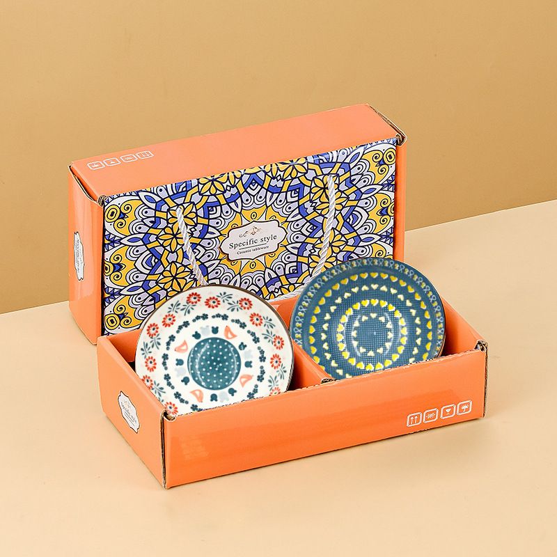 Bohemian Floral Ceramic Bowl Set – Hand-Painted Tableware Gift Box, Microwave-Safe, Customizable For Home, Events & Corporate Gifts​_voghion.com