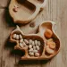 Portable Snack Plate Space-saving Storing Squirrel Wooden Snack Tray Pear Apple Fruit Tray Nut Container Tableware Accessories_voghion.com