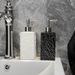 Set di dispenser e portasapone con texture in pietra - Organizzatore di lusso per il bagno per hotel e casa, portasapone resistente all'acqua (2 pezzi)_voghion.com